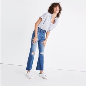 NWT Madewell retro crop bootcut jeans: knee-rip